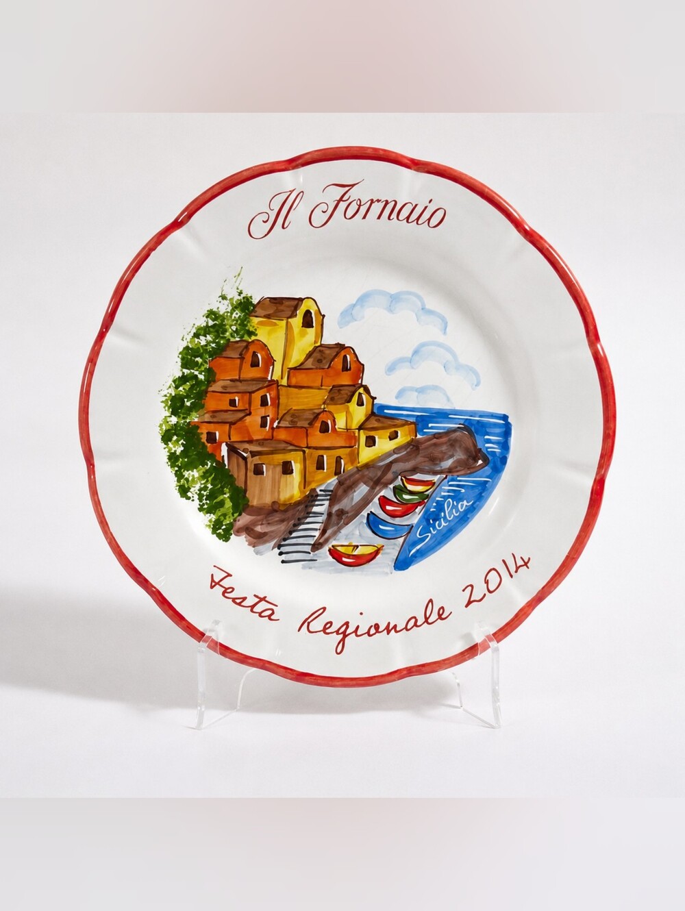 Cerasella Il Fornaio Sicilia 2014 Hand Painted Italian Ceramic Plate 10"